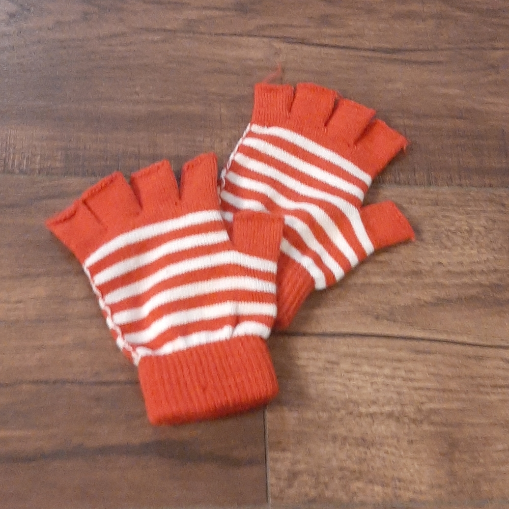 Red Striped Fingerless Gloves